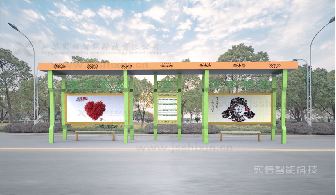 淮北市产品选型参考：仿古候车亭公交候车亭、城市候车亭产品外观图